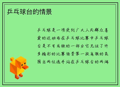 乒乓球台的情景